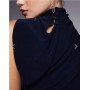 ASOS DESIGN one shoulder slinky drape maxi dress with cape detail in navy