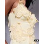 ASOS DESIGN mesh embellished flower mini dress with skinny ties in buttermilk