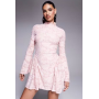 ASOS DESIGN high neck with flutter full length sleeves and godet inserts devore mini dress in light pink
