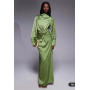 ASOS DESIGN twist front bias satin maxi dress with gold hardware in olive green
