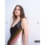 Topshop racer neck satin bias maxi dress in ombre stripe