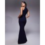 Vesper bengaline choker detail fishtail maxi dress in navy
