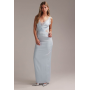 Asos Design Bridesmaids Plunge Neck Lace Detail Satin Column Maxi Dress In Light Blue | ModeSens
