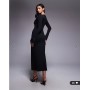 ASOS DESIGN slash neck fluted sleeve maxi dress in black