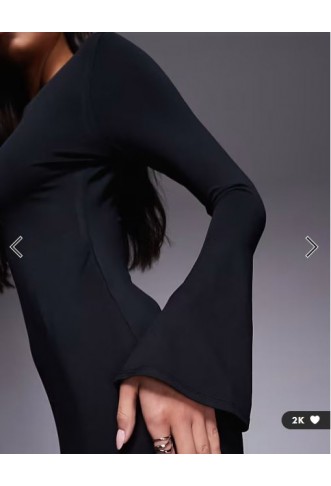 ASOS DESIGN slash neck fluted sleeve maxi dress in black