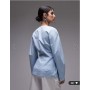 ASOS DESIGN cinch waist cocoon sleeve shirt in blue