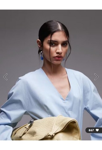 ASOS DESIGN cinch waist cocoon sleeve shirt in blue