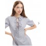 ASOS DESIGN puff sleeve tie front midi dress