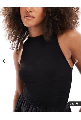 ASOS DESIGN racer crinkle bodice poplin skirt midi dress in black