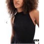 ASOS DESIGN racer crinkle bodice poplin skirt midi dress in black