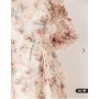 YAS long sleeve textured mini dress in blurred floral print