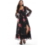 Miss Selfridge Petite long sleeve corset detail maxi dress in rose print