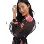 Miss Selfridge Petite long sleeve corset detail maxi dress in rose print
