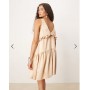 ASOS DESIGN v-neck ruffle mini smock dress in champagne