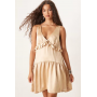ASOS DESIGN v-neck ruffle mini smock dress in champagne