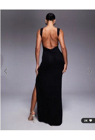 ASOS DESIGN sleeveless plunge wrap ruched bum maxi dress in black