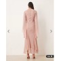 ASOS DESIGN extreme ruffle sleeve maxi dress with godet insert skirt in blush pink