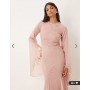 ASOS DESIGN extreme ruffle sleeve maxi dress with godet insert skirt in blush pink