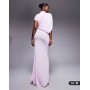 ASOS DESIGN one shoulder drape maxi dress with cape detail in lilac