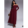 ASOS DESIGN bengaline long sleeve bardot midi dress in burgundy