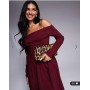 ASOS DESIGN bengaline long sleeve bardot midi dress in burgundy