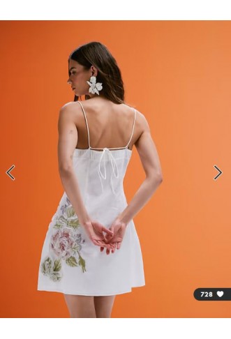 ASOS DESIGN embroidered cami mini dress with ruffle floral detail in white