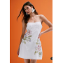 ASOS DESIGN embroidered cami mini dress with ruffle floral detail in white