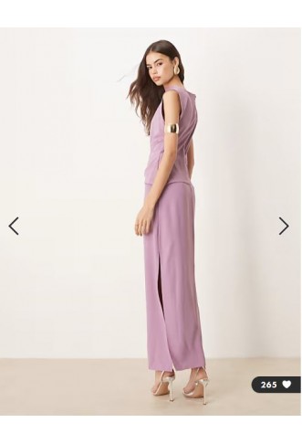 ASOS DESIGN Tall high neck drapey pleated midi dress in grape