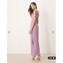 ASOS DESIGN Tall high neck drapey pleated midi dress in grape