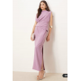 ASOS DESIGN Tall high neck drapey pleated midi dress in grape