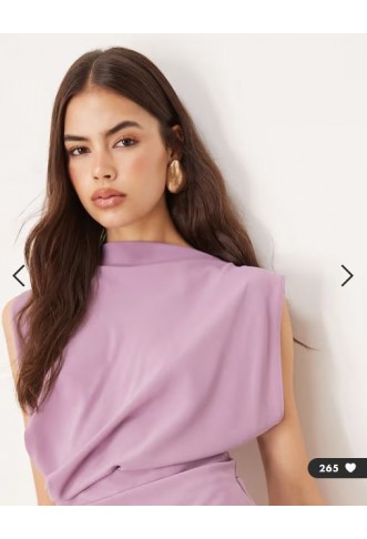 ASOS DESIGN Tall high neck drapey pleated midi dress in grape