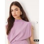 ASOS DESIGN Tall high neck drapey pleated midi dress in grape