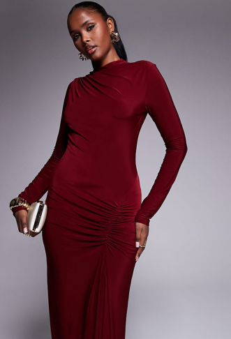 High Neck Slinky Maxi Dress...