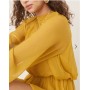 ASOS DESIGN long sleeve blouson mini dress with skirt in ochre