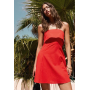 ASOS DESIGN fold over bandeau mini sundress in red