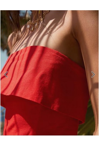 ASOS DESIGN fold over bandeau mini sundress in red