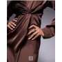 Women’s In The Style X Hannah Brown satin twist detail maxi dress in chocolate