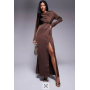 Women’s In The Style X Hannah Brown satin twist detail maxi dress in chocolate