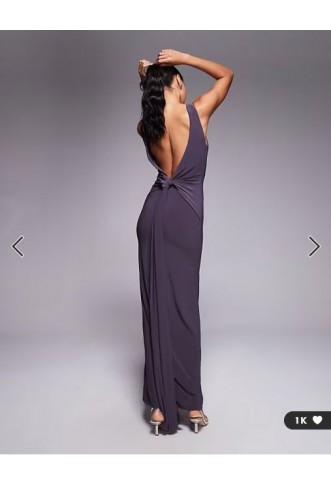 ASOS DESIGN knot back sculpting draped maxi dress in grey