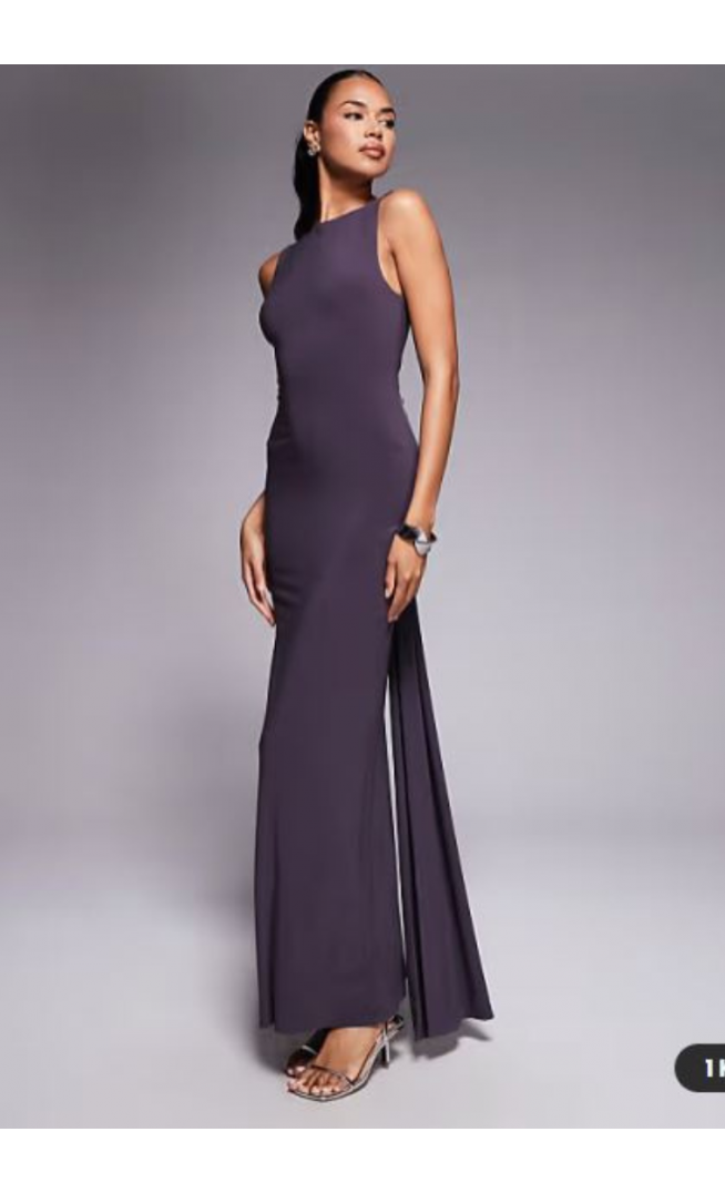 ASOS DESIGN knot back sculpting draped maxi dress in grey
