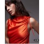 Topshop bias ruched arm hole maxi occasion dress in orange