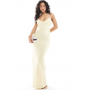 ASOS DESIGN satin tie back maxi dress in buttermilk
