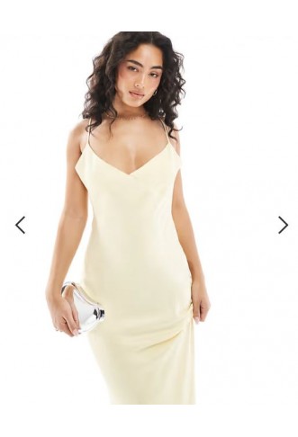 ASOS DESIGN satin tie back maxi dress in buttermilk