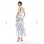 New Look ruffle asymmetric midi dress in blue floral