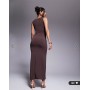 ASOS DESIGN twist hardware detail midi dress in chocolate