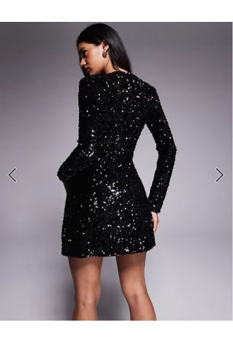 Bardot Eida hourglass sequin mini dress in black