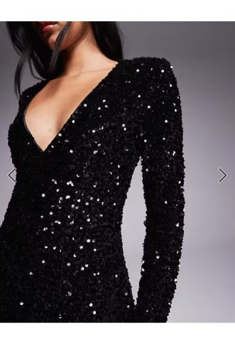 Bardot Eida hourglass sequin mini dress in black