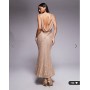 TFNC cowl neck maxi dress with open back in gold sequin
