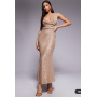 TFNC cowl neck maxi dress with open back in gold sequin