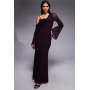 ASOS DESIGN mesh folded neckline midi dress with fallen shoulder in plum